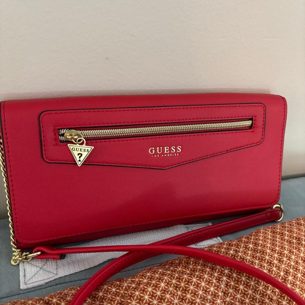Guess Red Wallets with Signature Logo and Gold-Tone Hardware